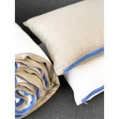"Moorea" Blanc et Bleu - Housse de coussin