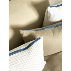 "Moorea" Lin et Bleu - Housse de coussin
