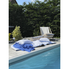"Moorea" Lin et Bleu - Housse de coussin