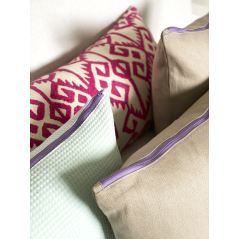 "Moorea" Menthe et Violet - Housse de coussin