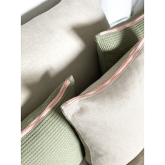 "Moorea" Kaki et Rose - Housse de coussin