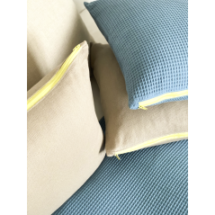 "Moorea" Lin et Jaune - Housse de coussin