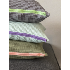 "Moorea" Gris et Vert d'eau - Housse de coussin