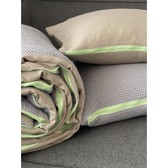 "Moorea" Lin et Vert d'eau - Housse de coussin