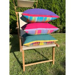"Antilles" - Madras / Violet - Housse de coussin