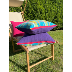 "Antilles" - Madras / Violet - Housse de coussin