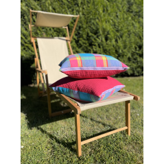 "Antilles" - Madras / Fuchsia - Housse de coussin